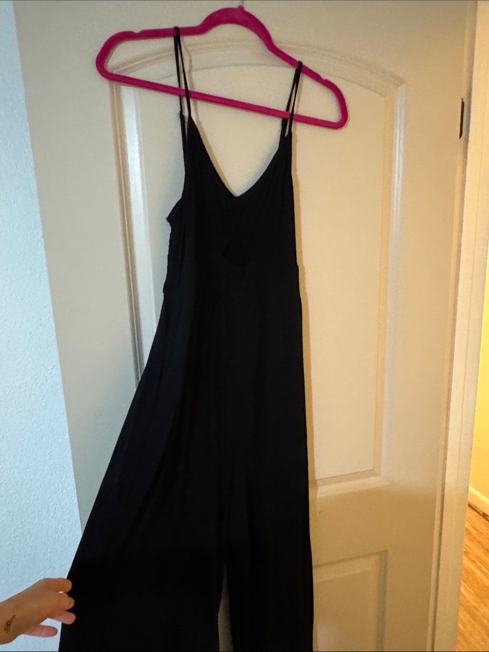 Black Spaghetti-Strap Wide-Leg Jumpsuit